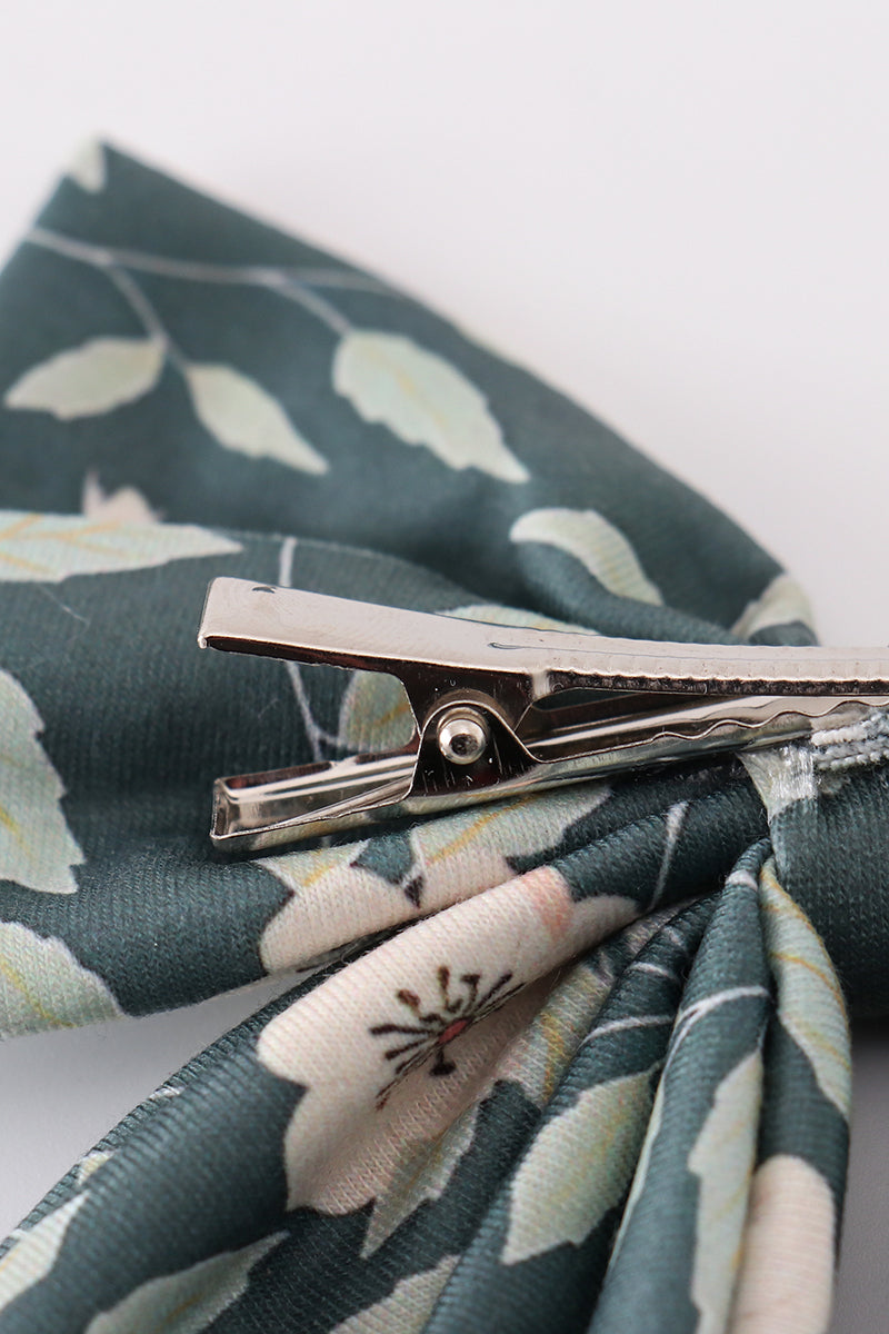 Green Forest Bloom Print Girl Sailor Bow