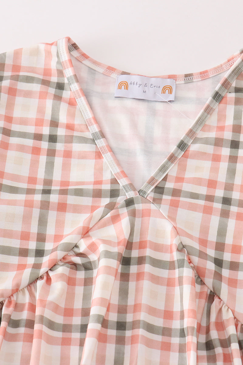 Green Watercolor Plaid Mom&me Dress