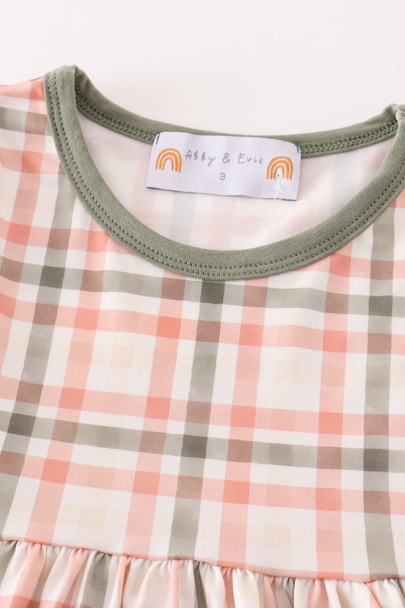 Green Watercolor Plaid Mom&me Dress