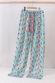 Blue Christmas Character Print Dad Pajamas Pants