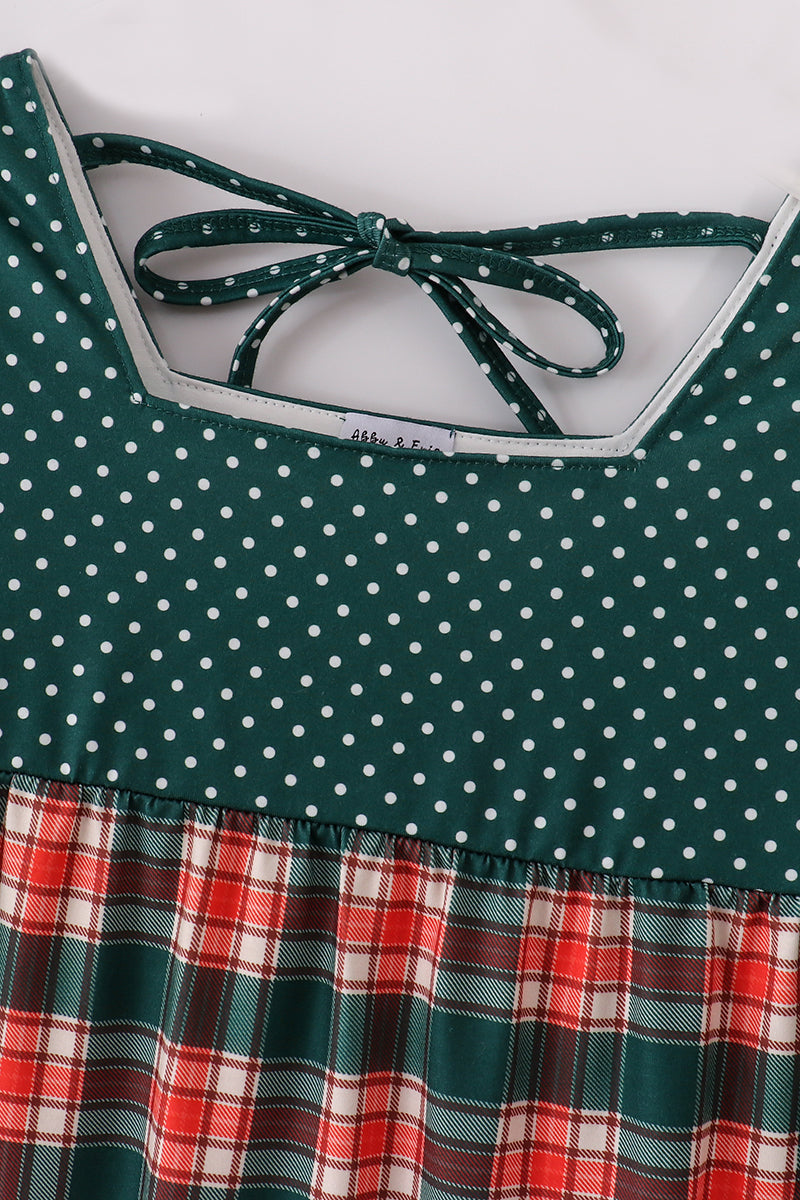 Forest Merry Christmas Plaid Mom&me Dress