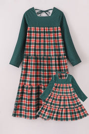 Forest Merry Christmas Plaid Mom&me Dress