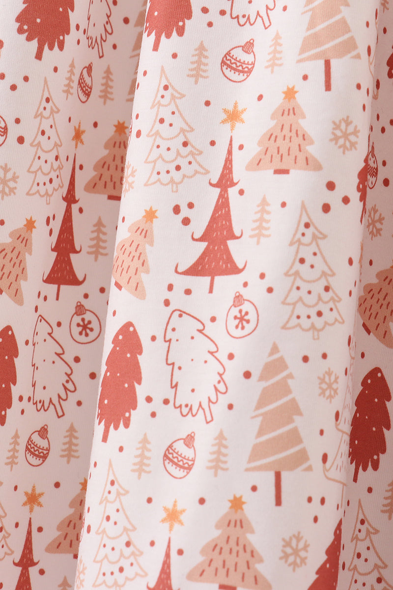 Khaki Christmas Tree Applique Women Dress
