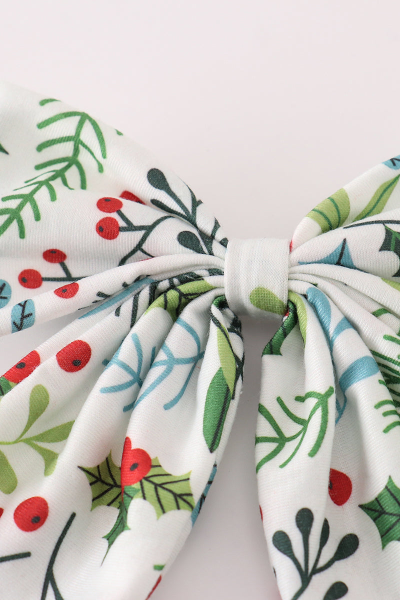 Christmas Print Girl Hair Sailor Bow