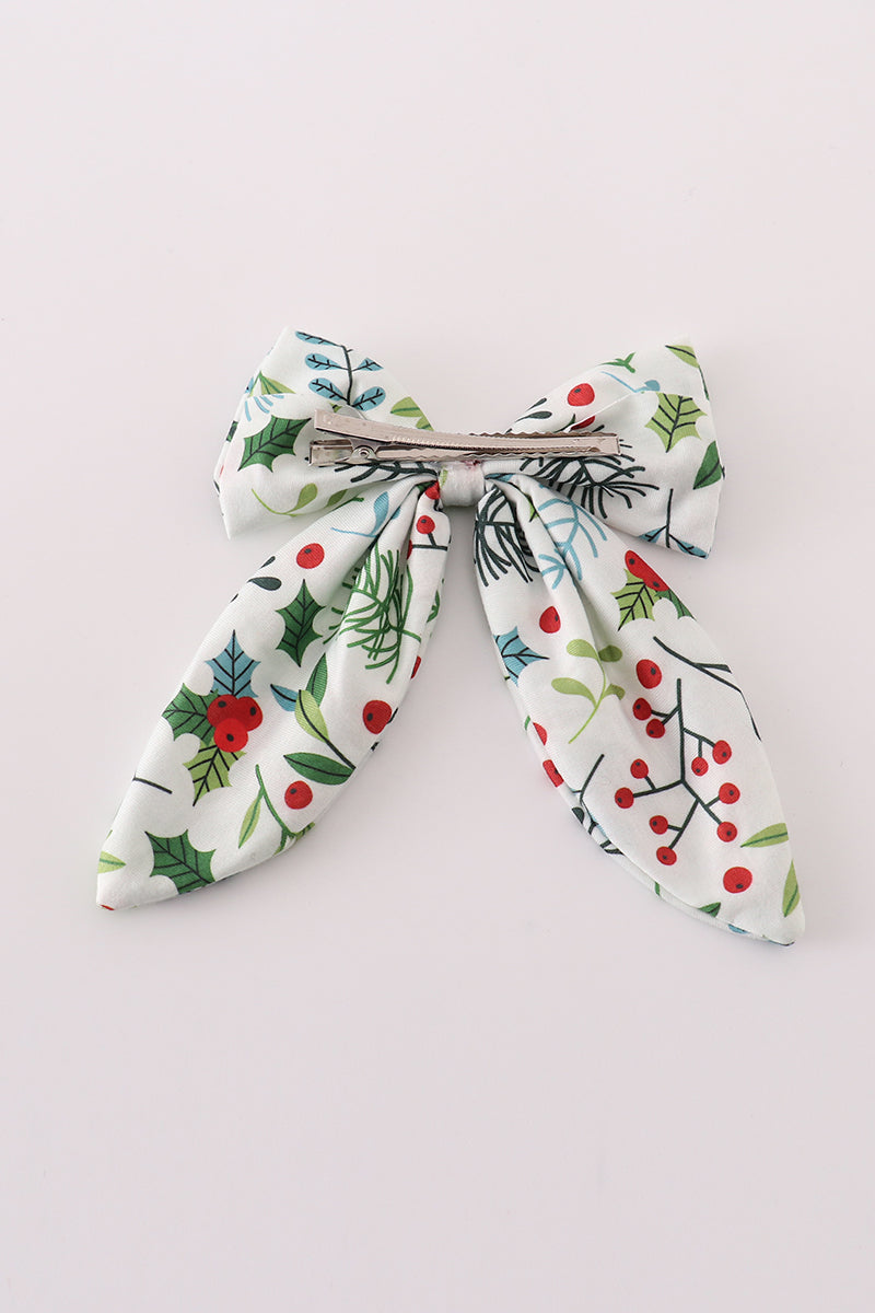 Christmas Print Girl Hair Sailor Bow
