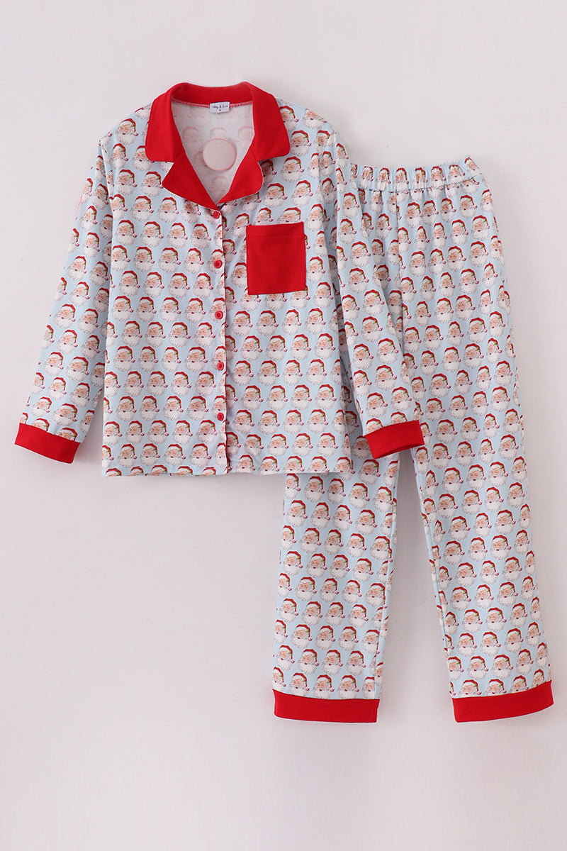 Blue Christmas Santa Claus Men Pajamas Set