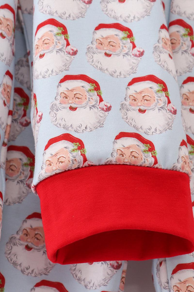 Blue Christmas Santa Claus Men Pajamas Set