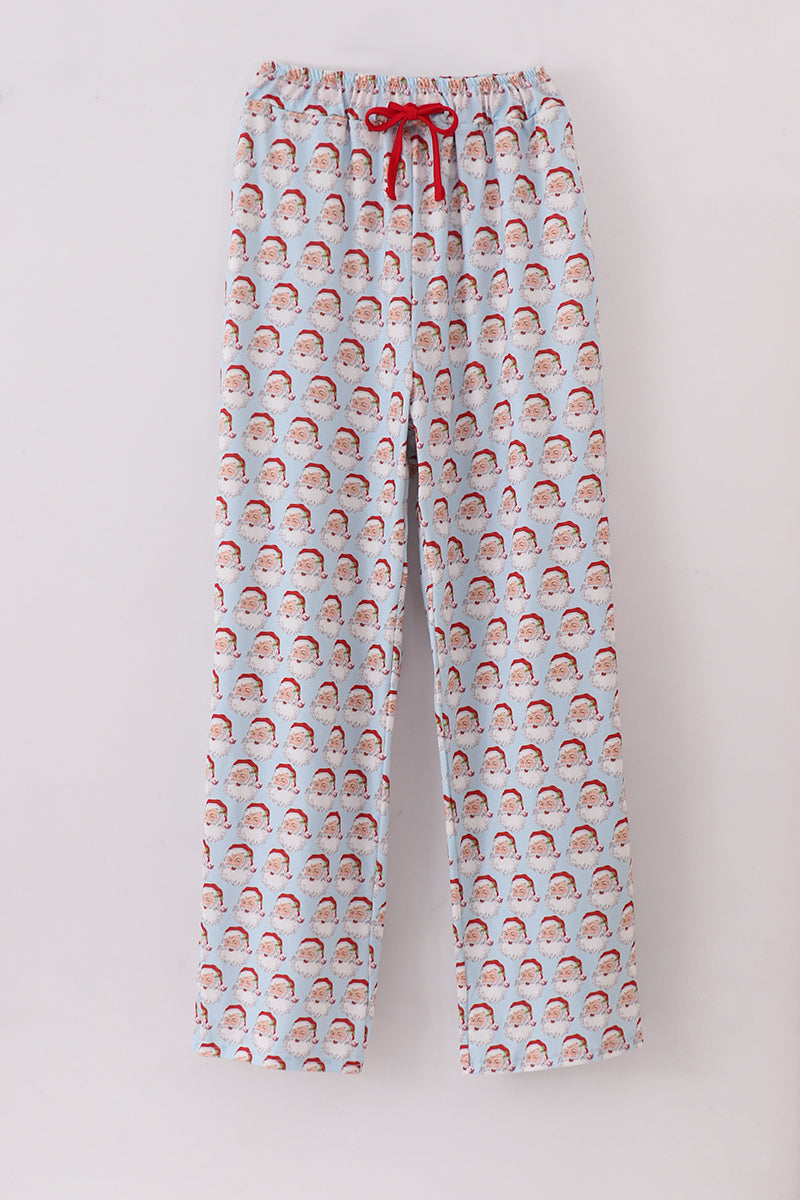 Blue Christmas Santa Claus Men Pajamas Pants
