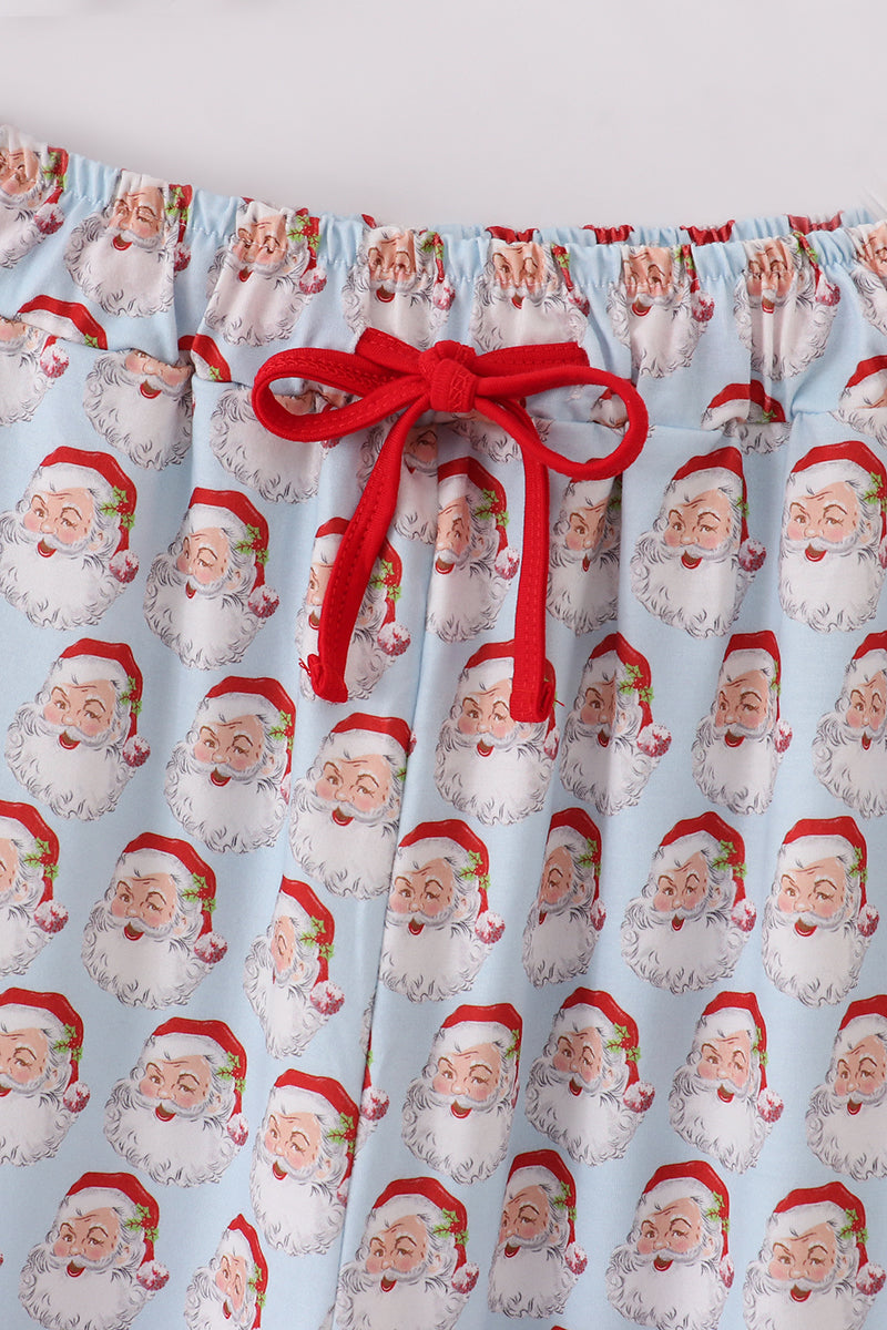 Blue Christmas Santa Claus Men Pajamas Pants