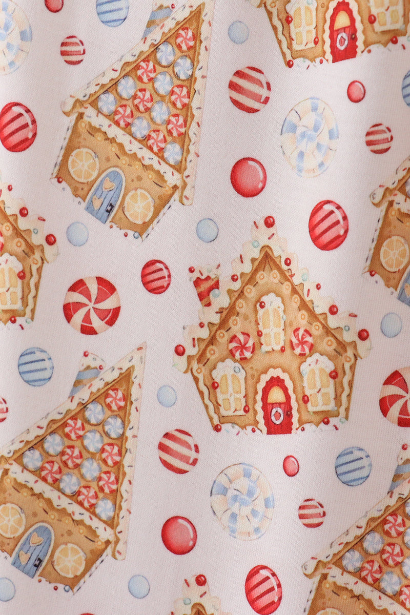 Christmas Gingerbread House Print Men Pajamas Pants