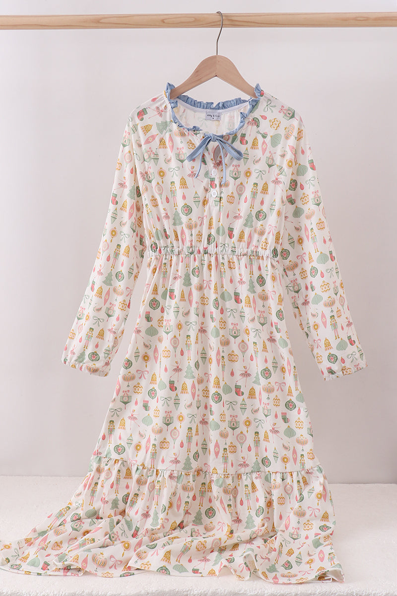 Nutcracker Print Tiered Mom Dress