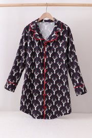 Navy Deer Print Mom Gown