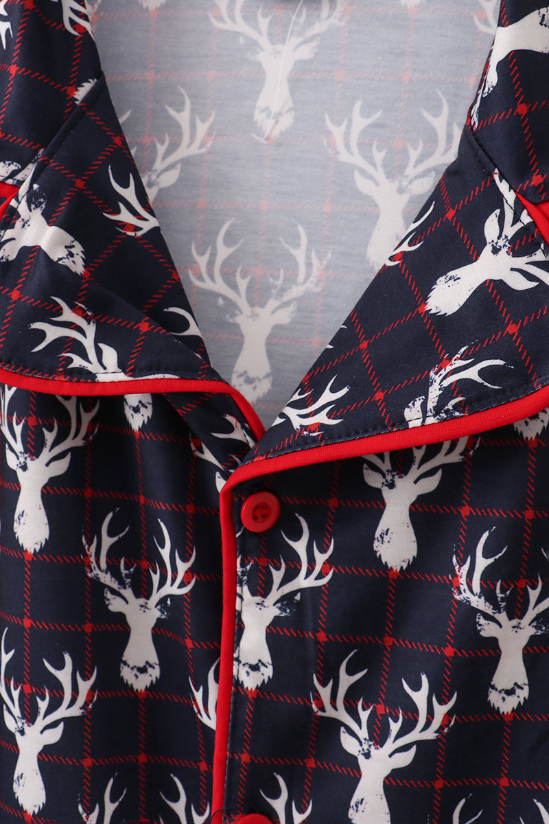 Navy Deer Print Mom Gown
