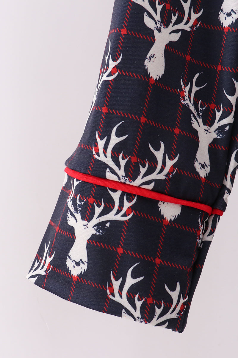 Navy Deer Print Mom Gown