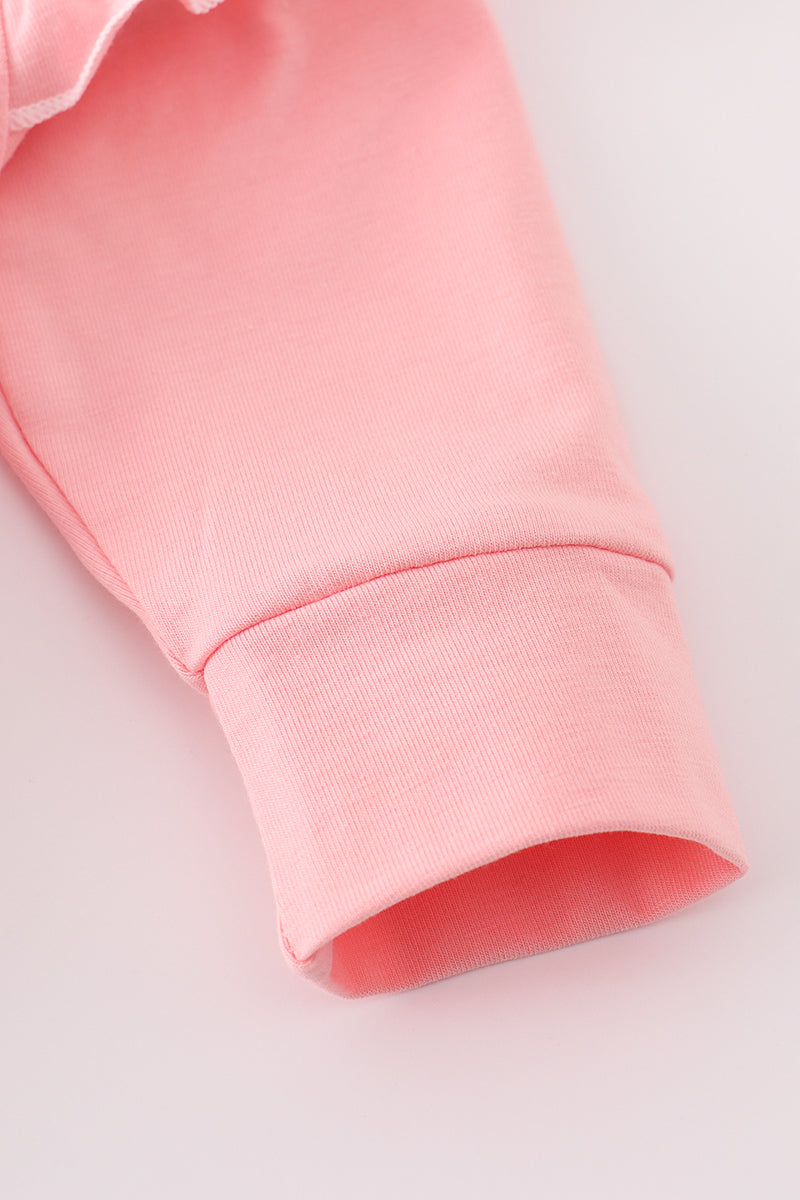 Pink Believe Embroidery Ruffle Bubble