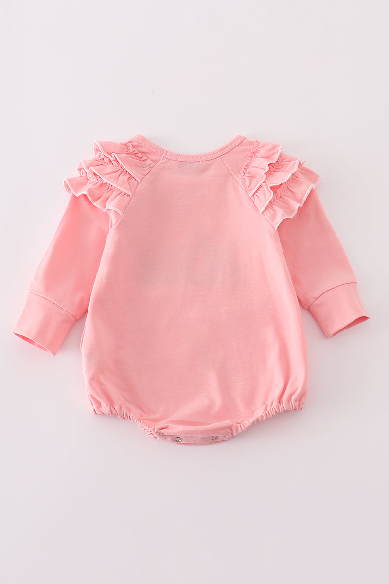 Pink Believe Embroidery Ruffle Bubble