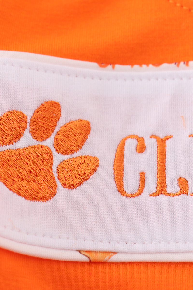 Orange Clemson Embroidery Boy Bubble