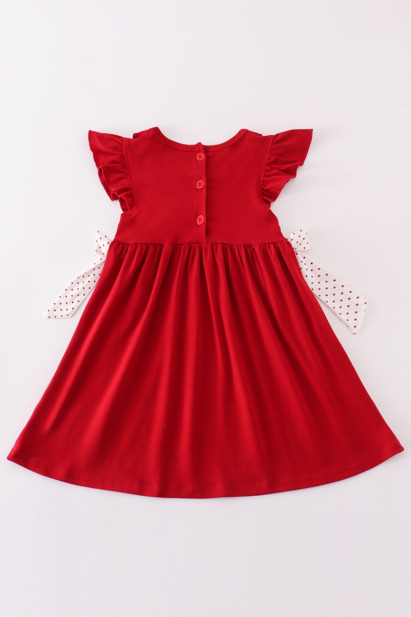 Red Sooners Embroidery Girl Dress