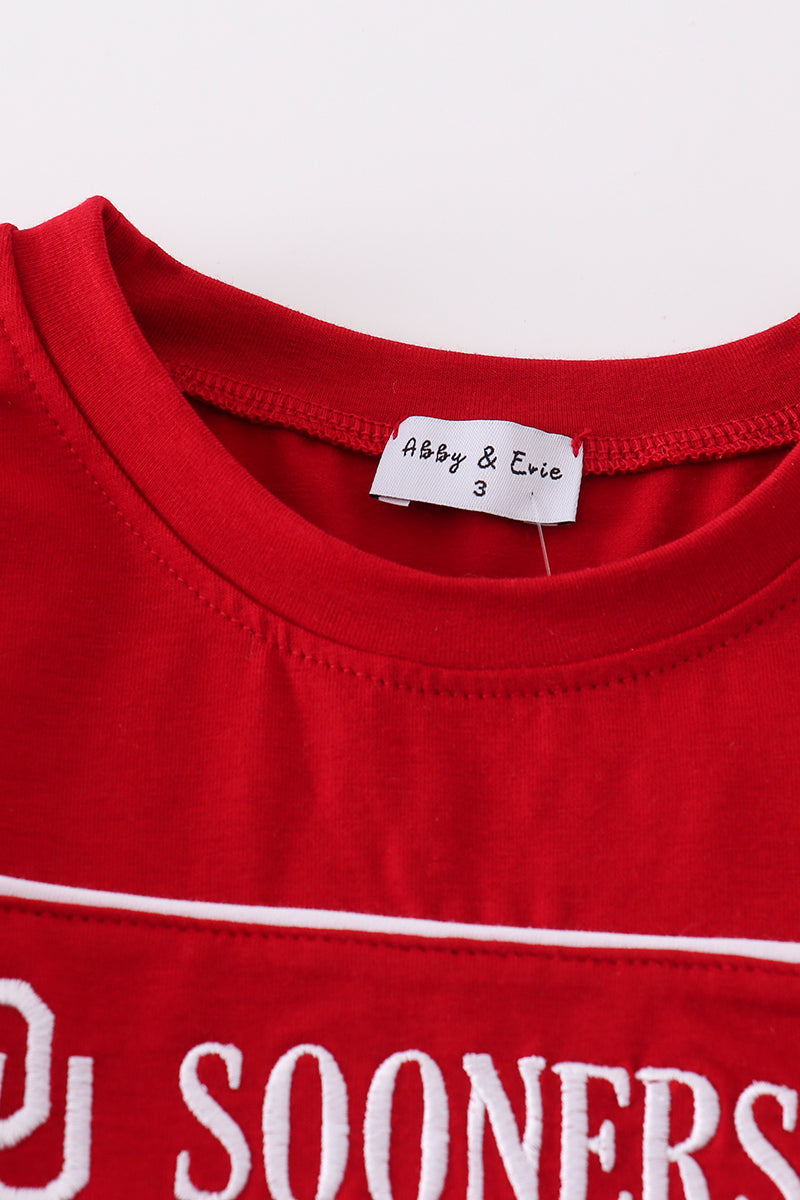 Red Sooners Embroidery Boy Set