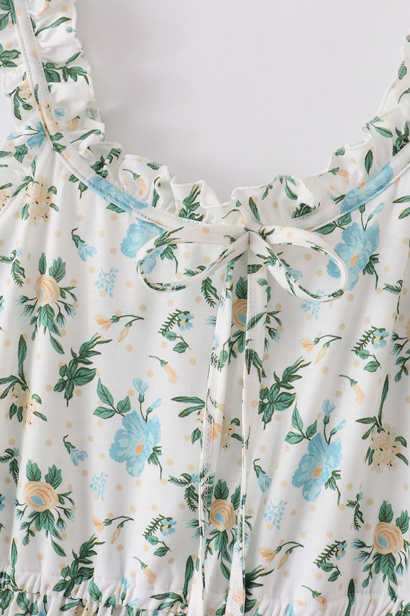 Green Floral Print Mom Dress