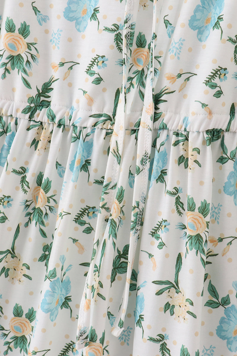 Green Floral Print Mom Dress
