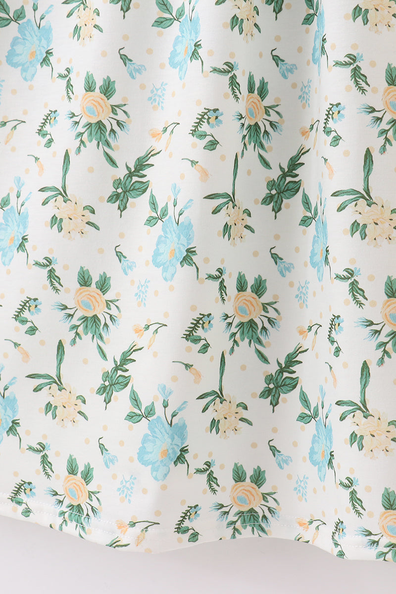 Green Floral Print Mom Dress