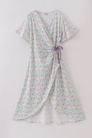 Purple Floral Print Women Dress