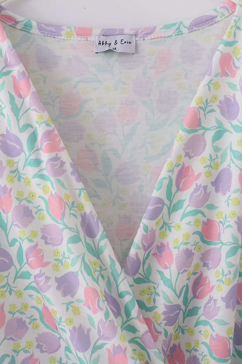 Purple Floral Print Women Dress