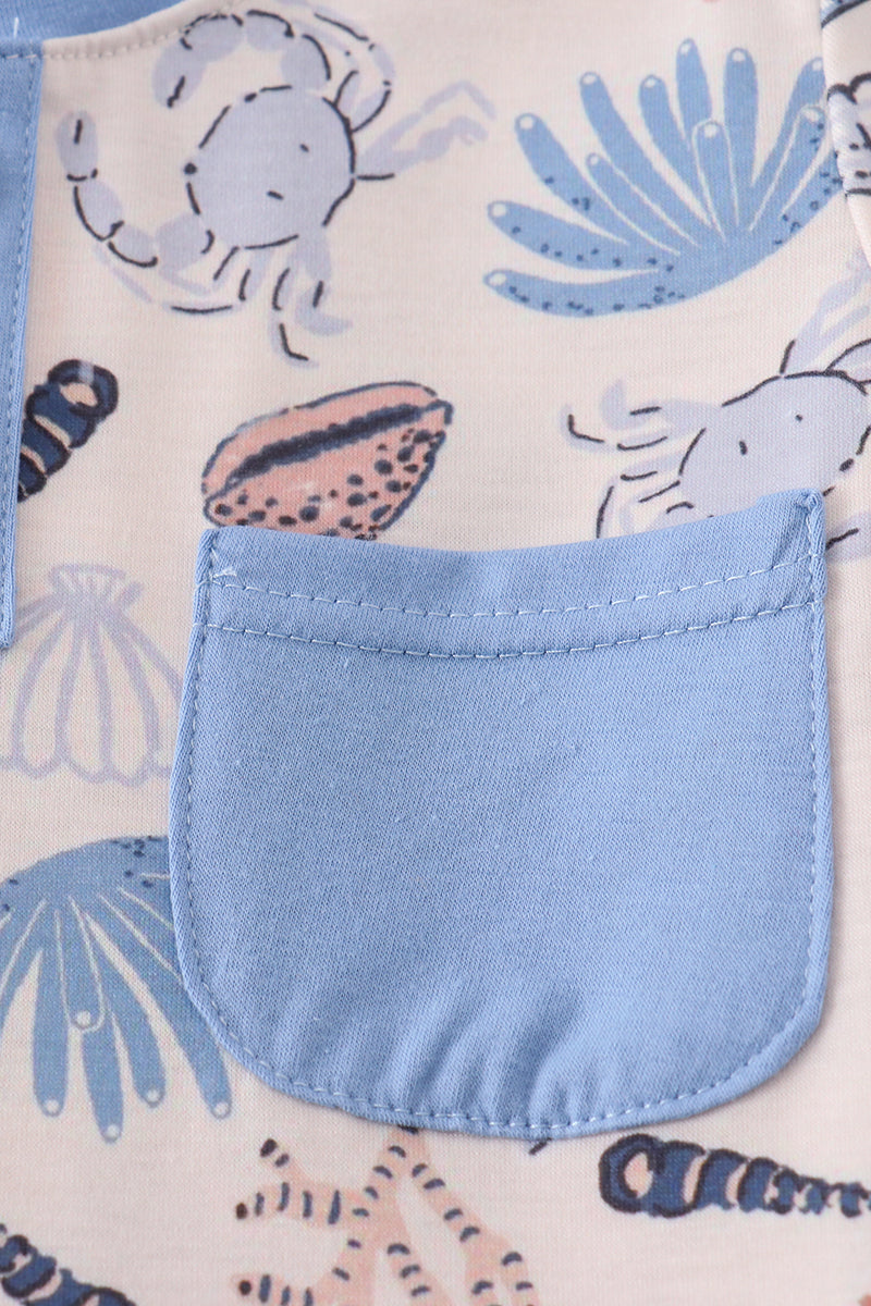 Blue Ocean Breeze Shells Print Dad&me Top