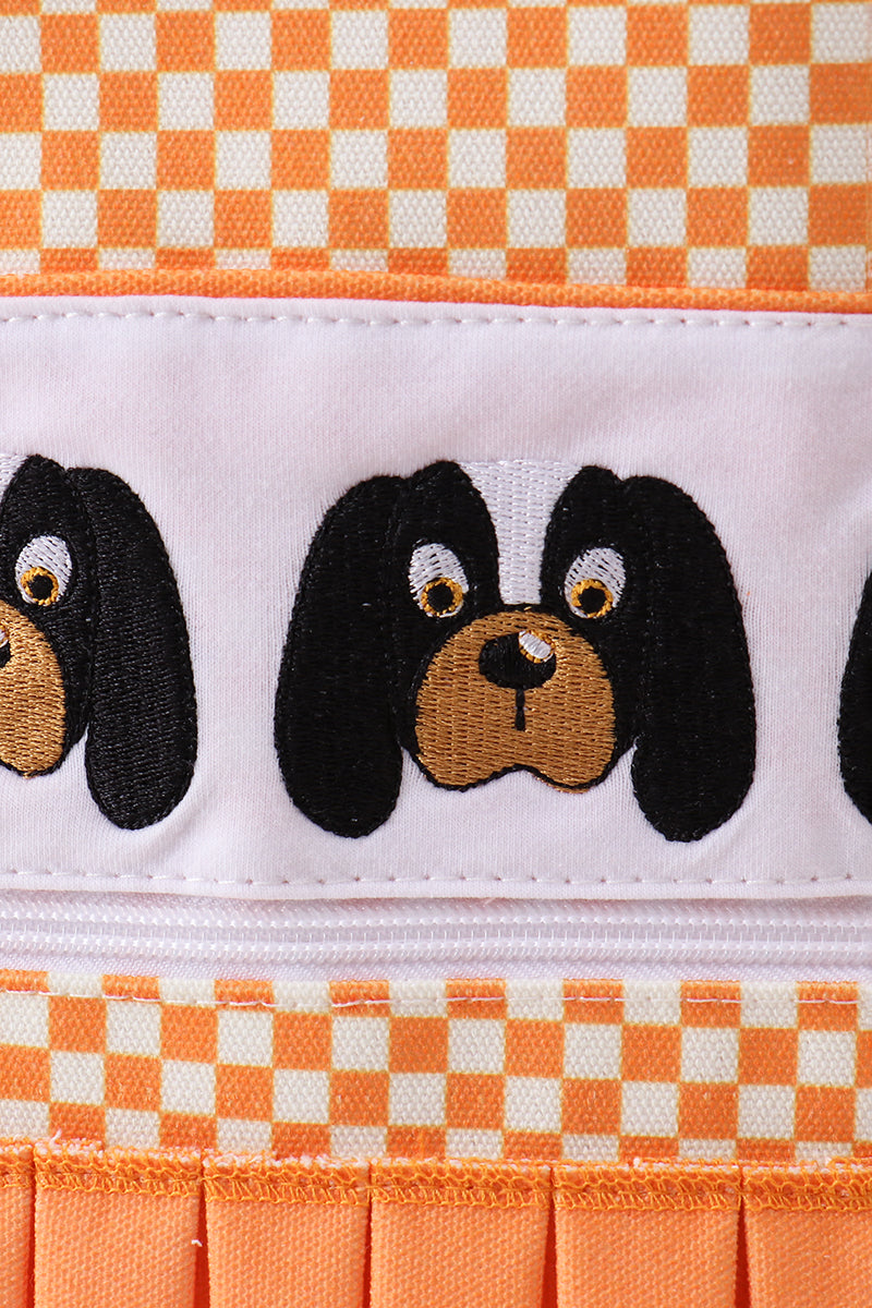 Orange Tennessee Embroidery Checkered Ruffle Backpack