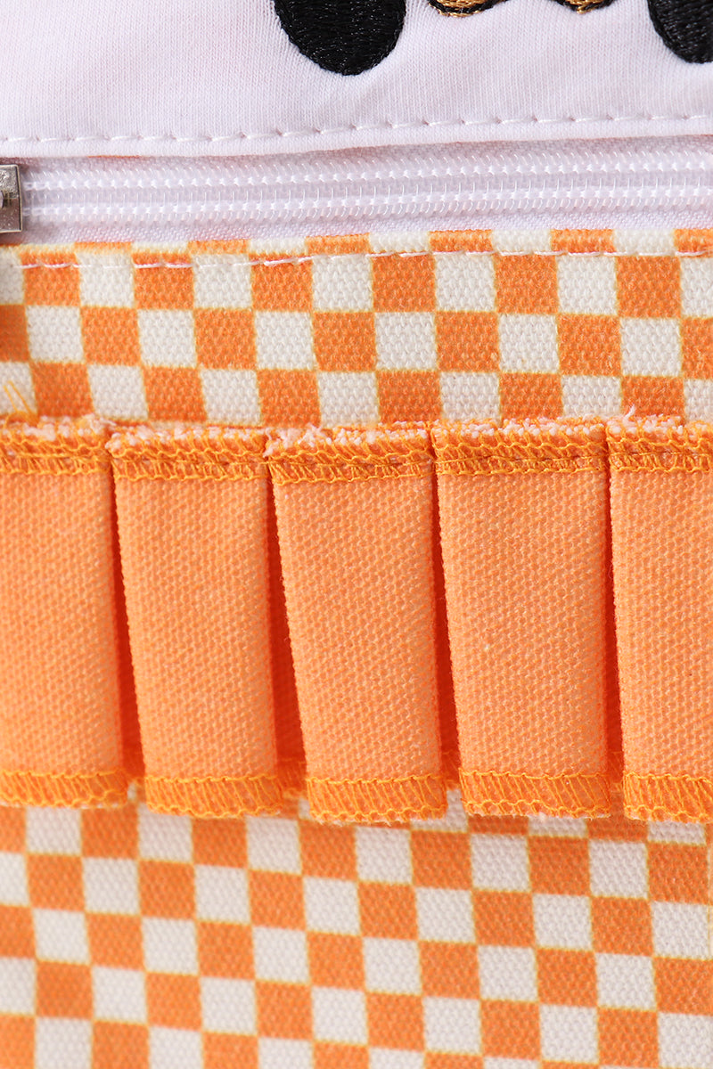 Orange Tennessee Embroidery Checkered Ruffle Backpack