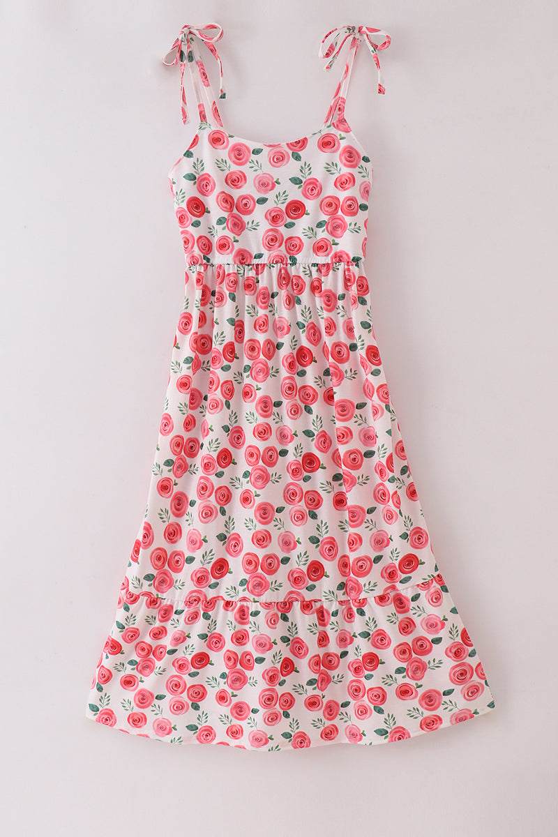 Pink Floral Print Mom Dress