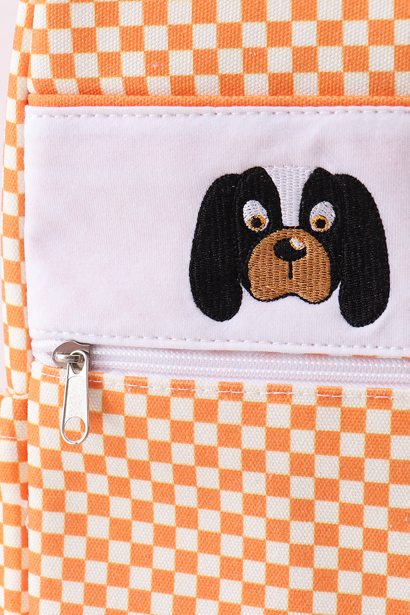 Orange Tennessee Embroidery Checkered Backpack