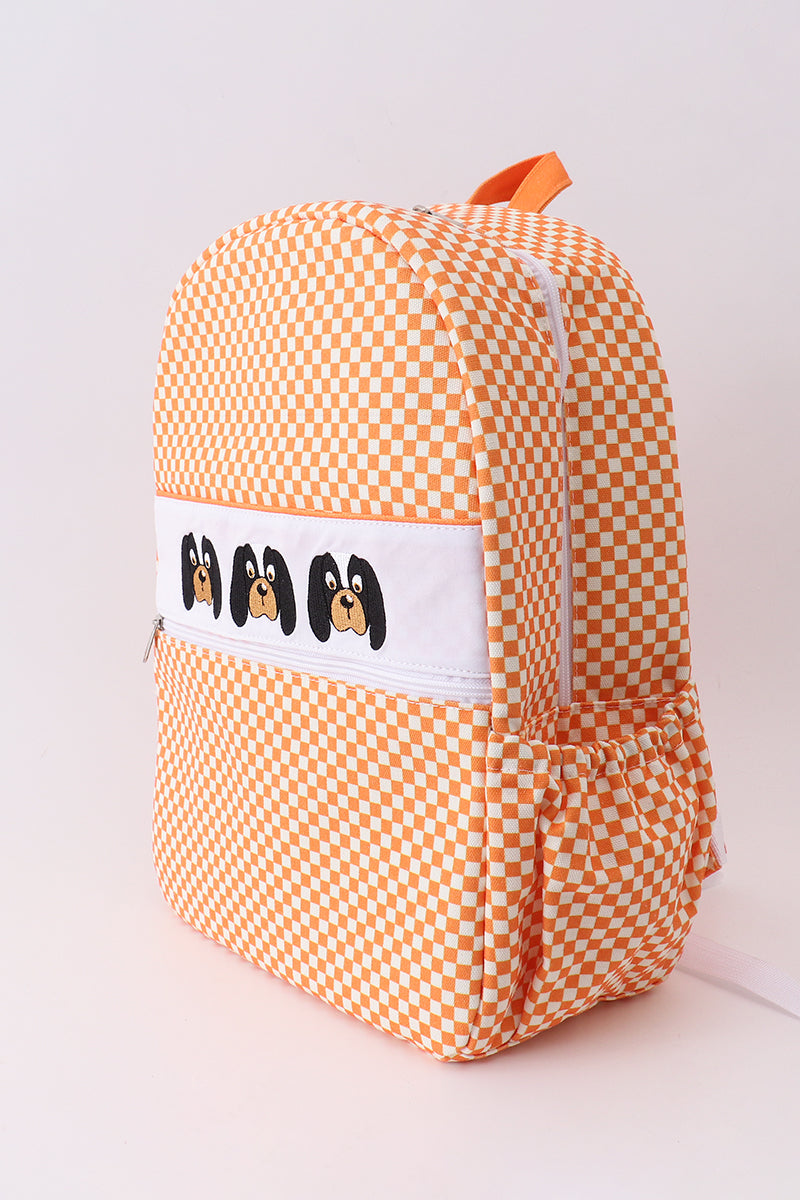 Orange Tennessee Embroidery Checkered Backpack