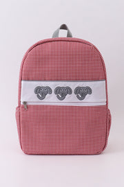 Red Alabama Embroidery Gingham Backpack