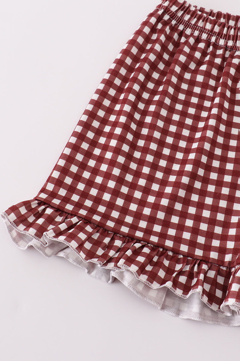 Mississippi Msu Embroidery Smocked Gingham Ruffle Set