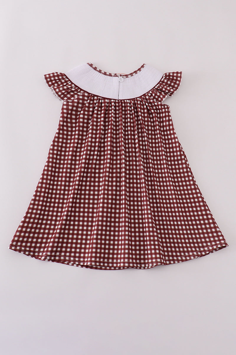 Mississippi Msu Embroidery Smocked Gingham Dress