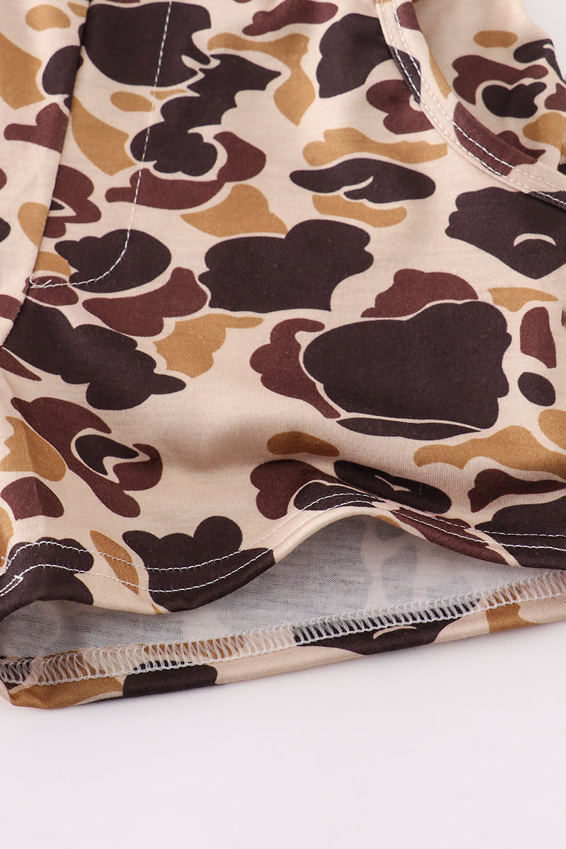 Brown Camouflage Print Dad&me Shorts
