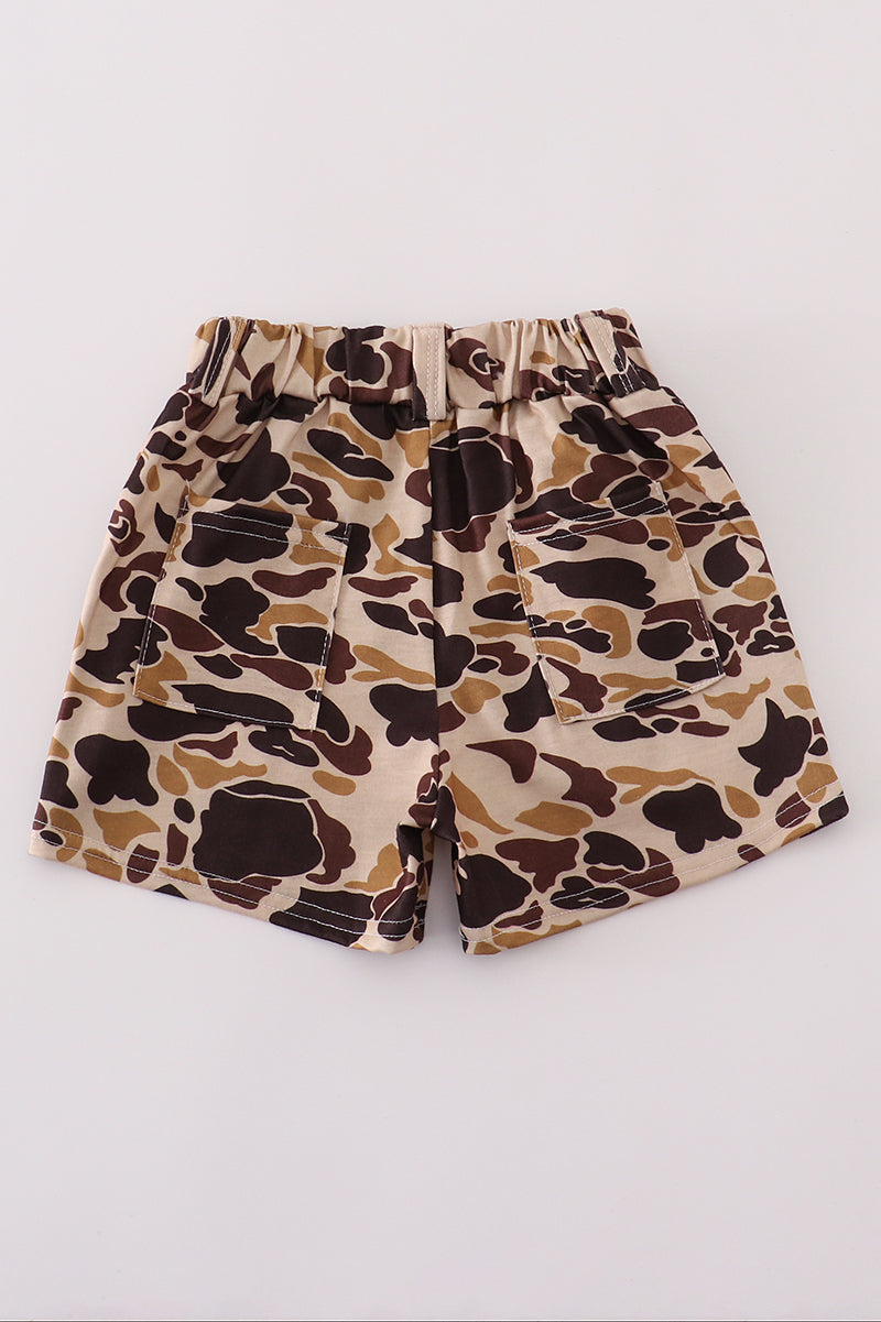 Brown Camouflage Print Dad&me Shorts