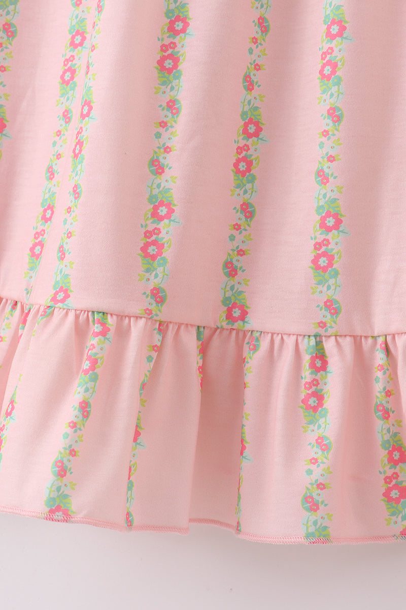 Pink Floral Smocked Mom&me Dress