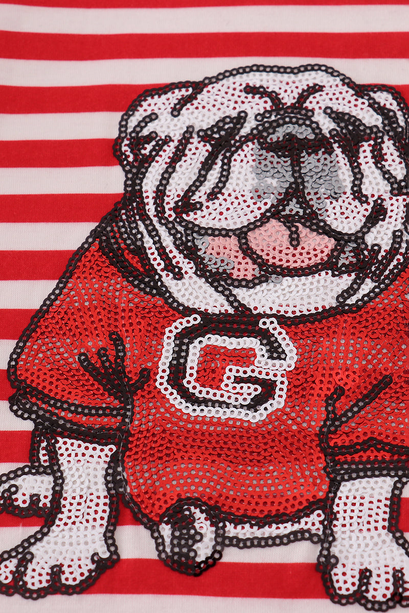 Red Georgia Bulldog Sequin Stripe Shorts Set