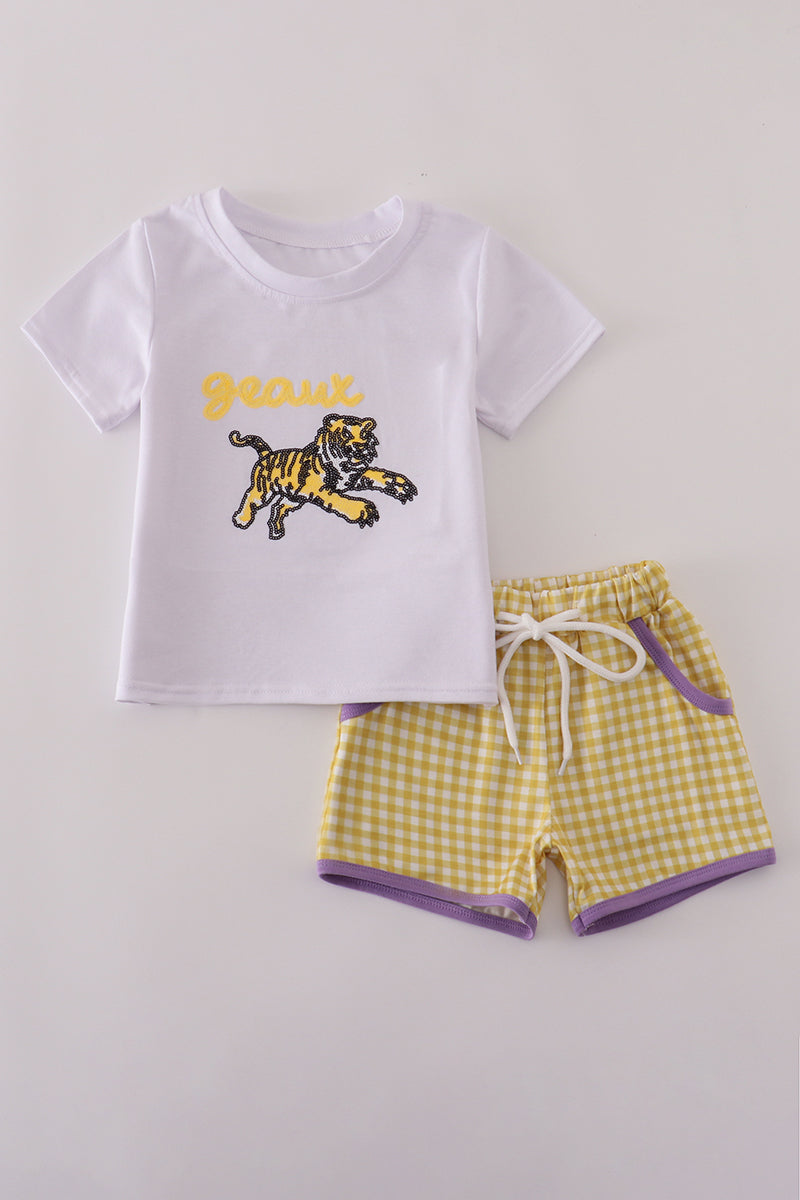 Purple Gold Lsu Geaux Tiger Sequin Set
