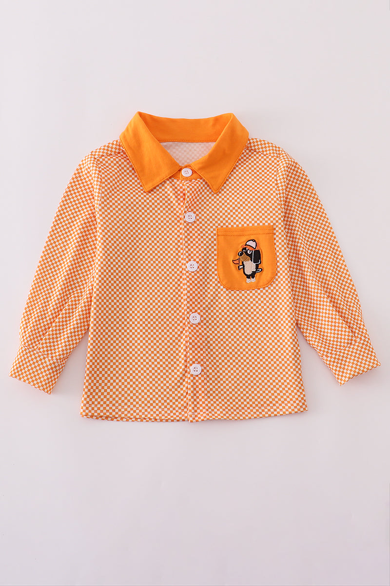 Orange Tennessee Go Vols Applique Button Down Shirt