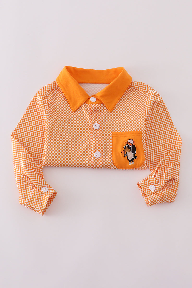 Orange Tennessee Go Vols Applique Button Down Shirt
