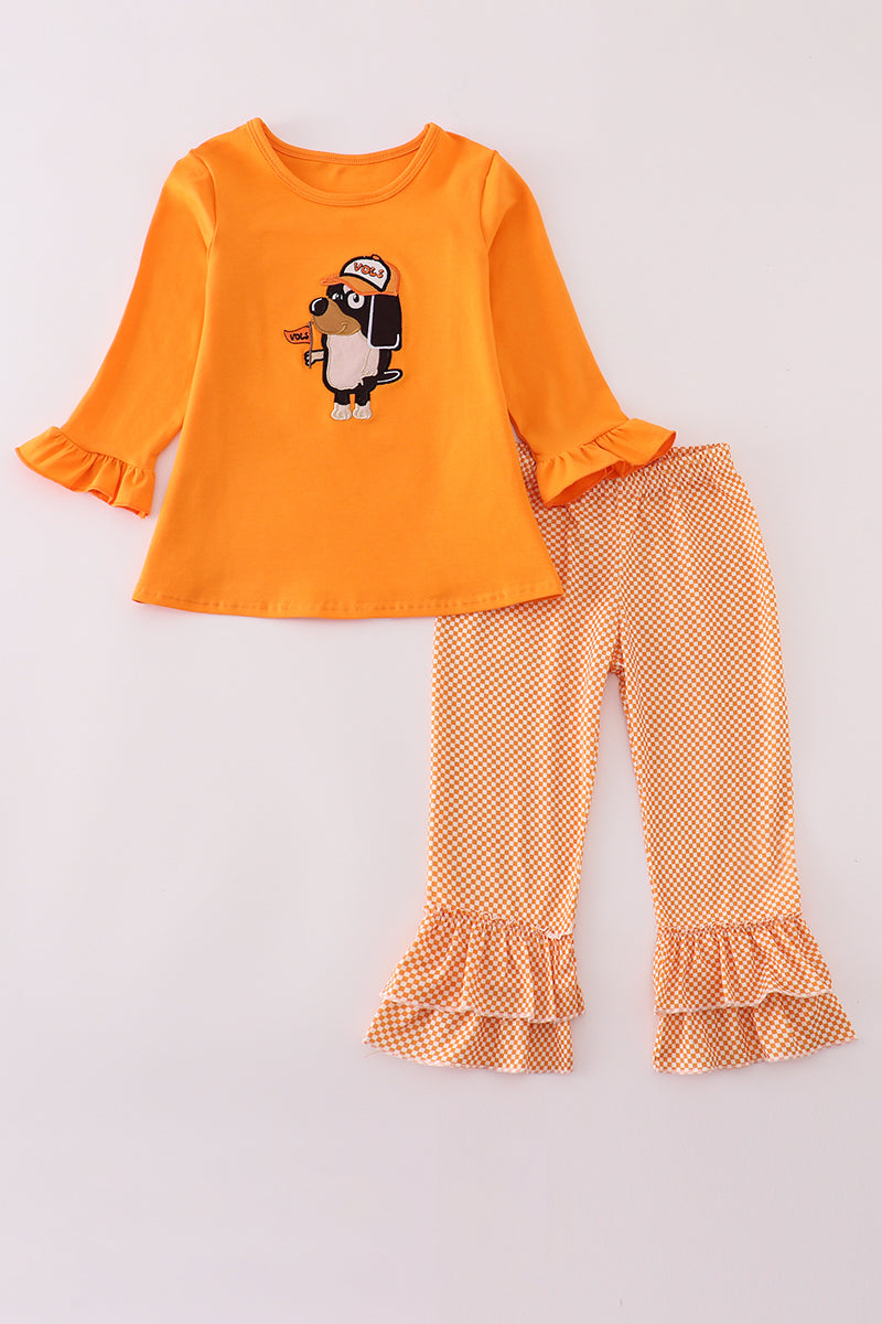 Orange Tennessee Go Vols Applique Ruffle Pants Set