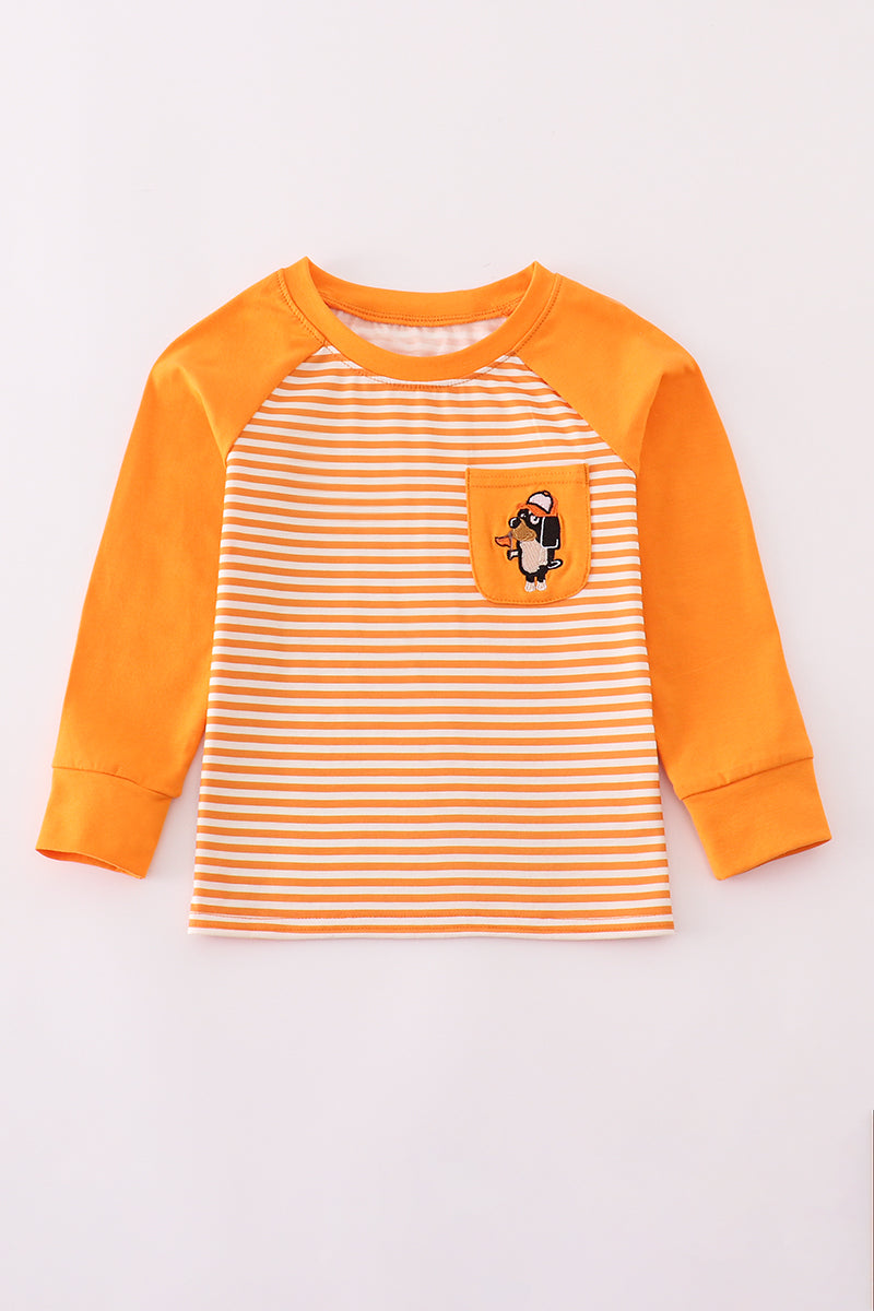 Orange Tennessee Go Vols Applique Stripe Top