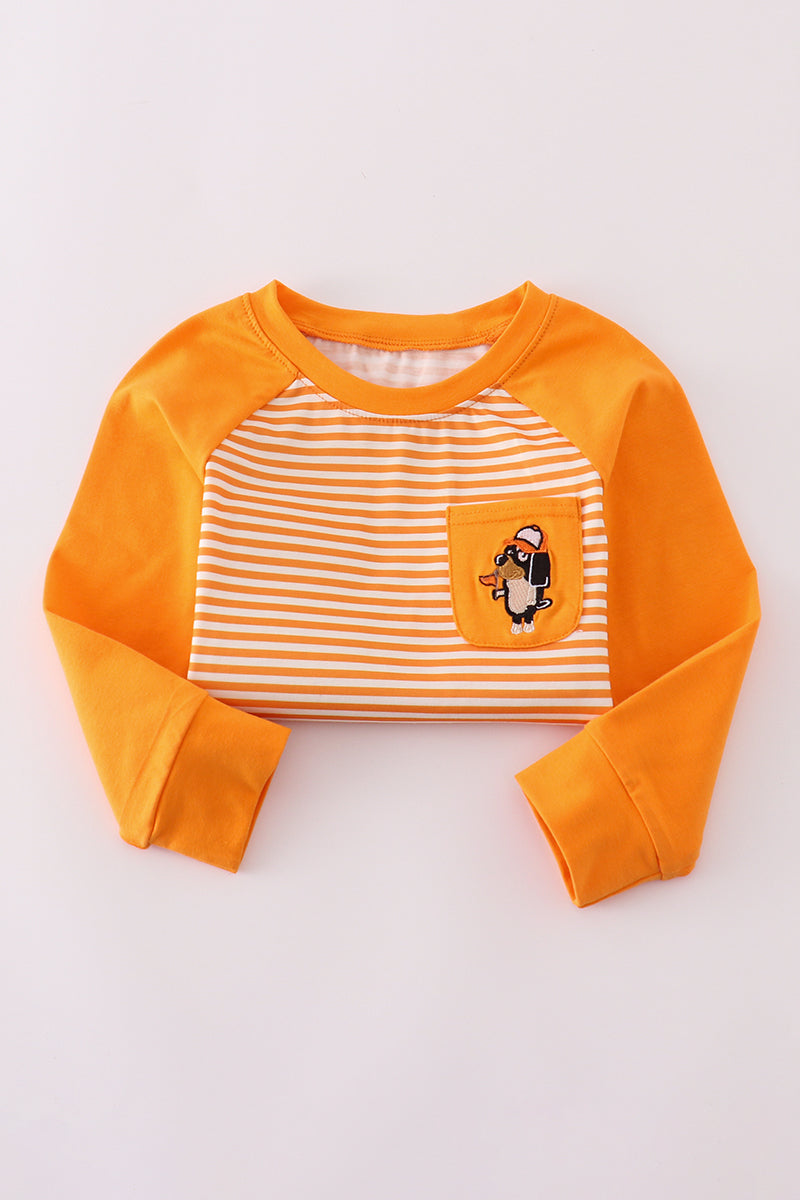Orange Tennessee Go Vols Applique Stripe Top