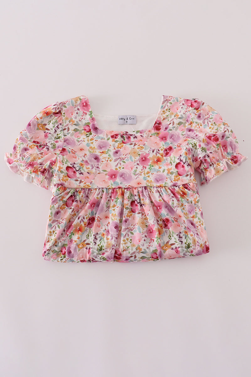 Purple Floral Print Ruffle Mom&me Dress