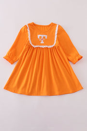 Orange Tennessee Go Vols Embroidery Ruffle Dress
