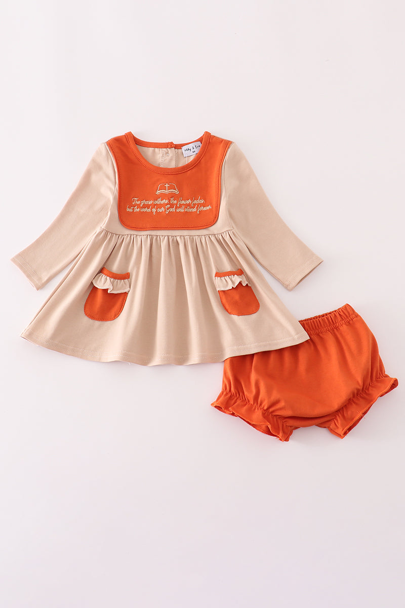 Rust Isaiah Embroidery Bloomer Set